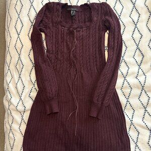 Forever 21 Women's Burgundy and Brown Dress